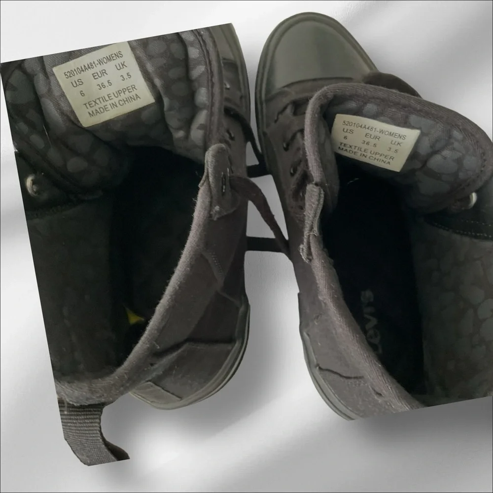 Levi Strauss Canvas Black Hightop Sneaker 6 Women Olivia‎ Casual Streetwear
